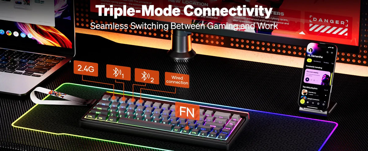 Meetion - Vibekey B68 - 68% Wireless Membrane Gaming Keyboard