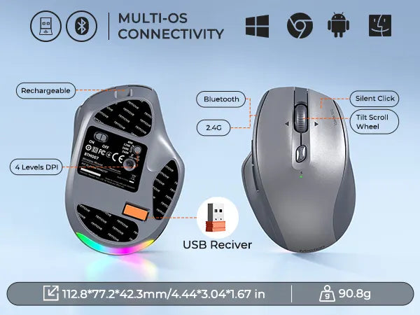 Meeton BTM007 Dual Mode Wireless Ergonomic Mouse
