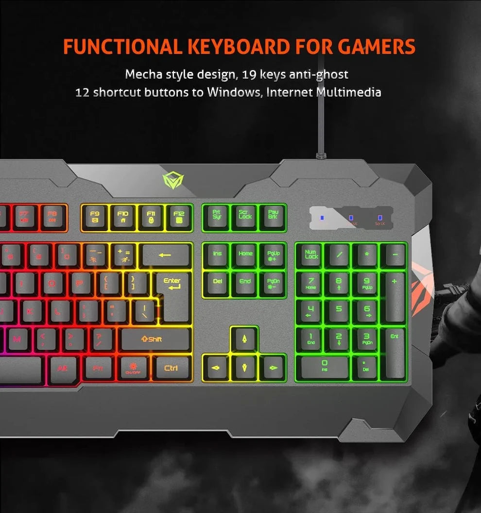 Meetion - C505 - Keyboard Mouse Headset Combo with Mouse Pad