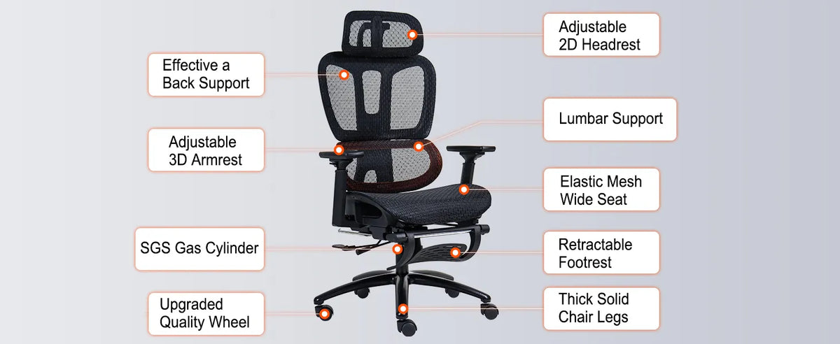 Meeton CHR31 Breathable Ergonomic Gaming E-Sport Chair with Footrest