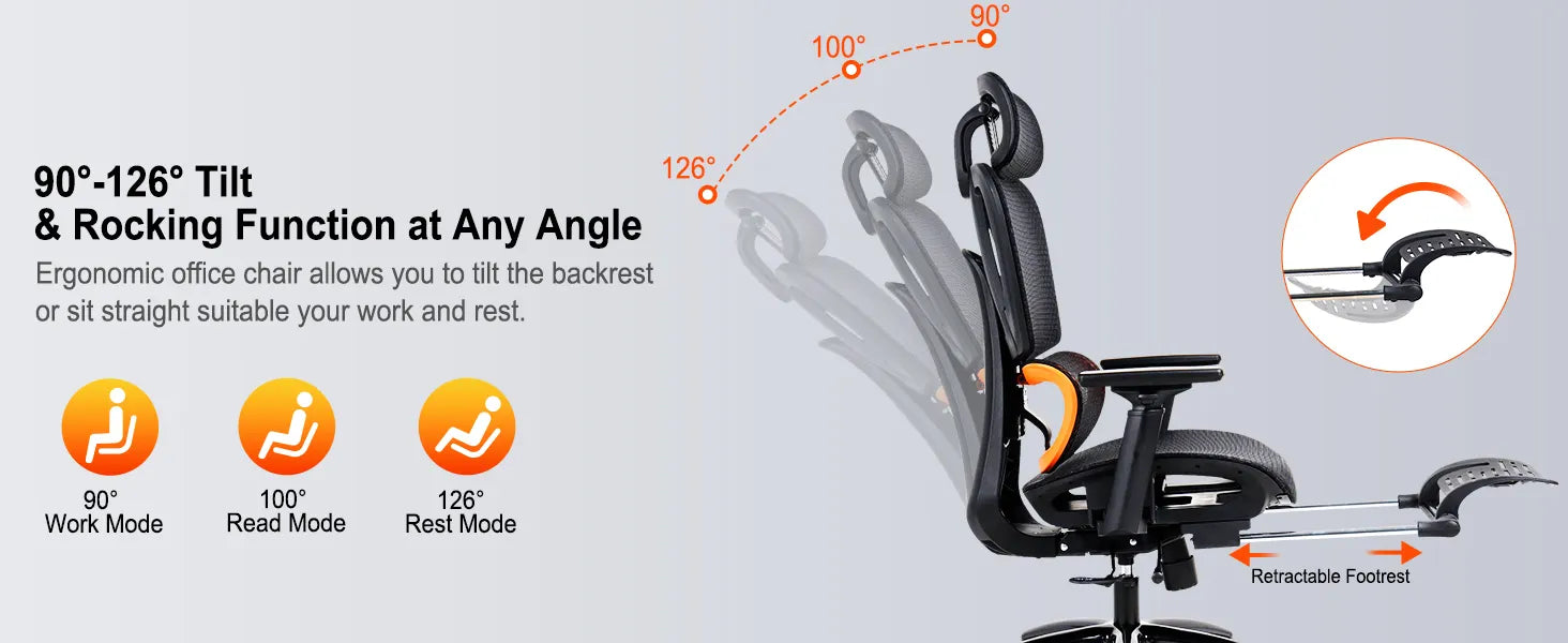 Meeton CHR32 Adjustable Backrest Ergonomic Gaming E-Sport Chair with Footrest