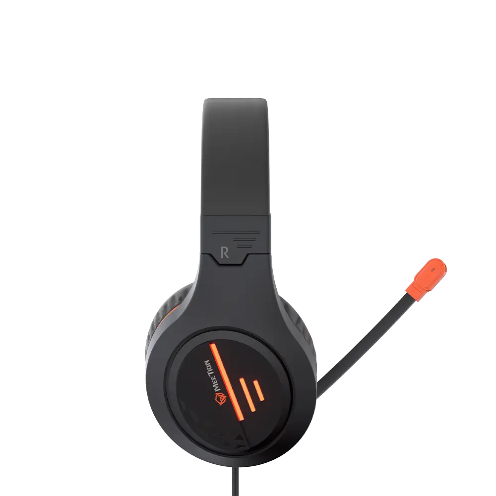 Stereo Gaming Headset with Mic Black Orange Lightweight Backlit - HP021 - Meetion