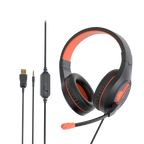 Stereo Gaming Headset with Mic Black Orange Lightweight Backlit - HP021 - Meetion