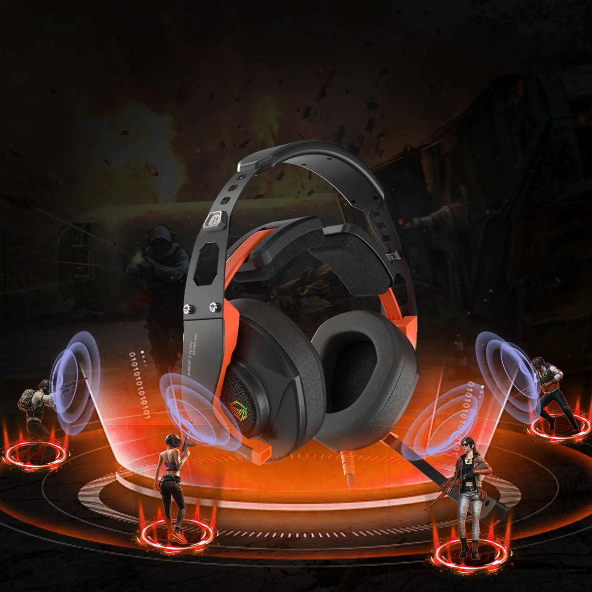 RGB BACKLIT BLACK GAMING HEADSET - HP099