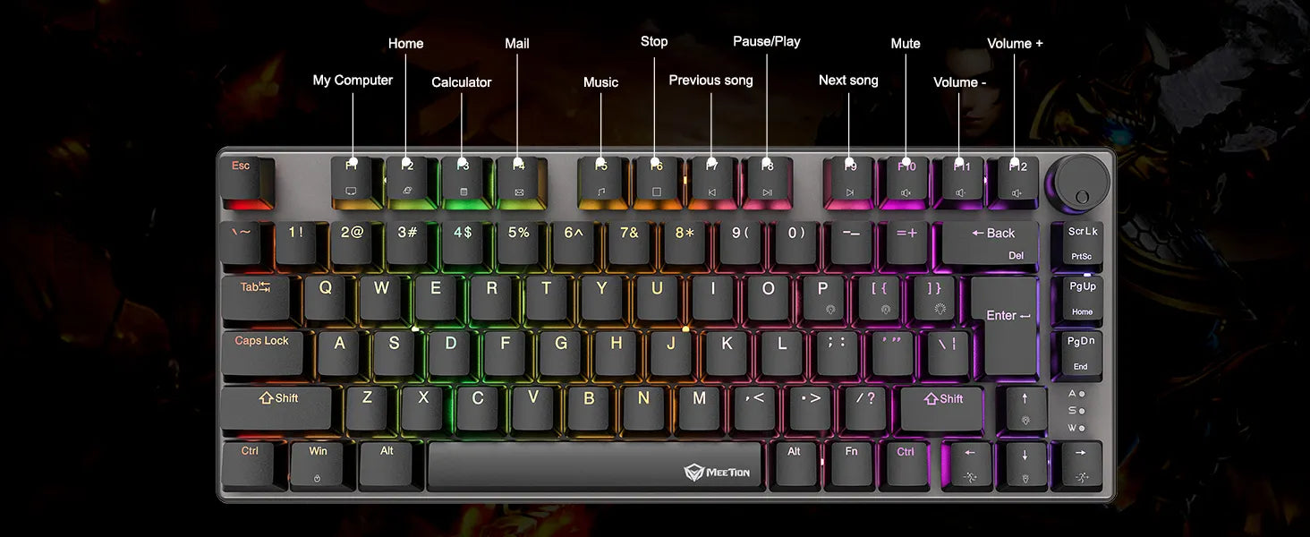 75% RGB Wired Mechanical Keyboard - Meetion MK006 Pro – Black