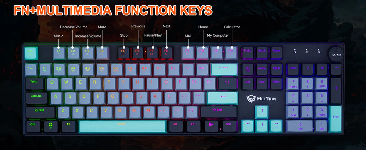 Meetion - MK009 RDP - Rainbow Hot Swappable Mechanical Keyboard