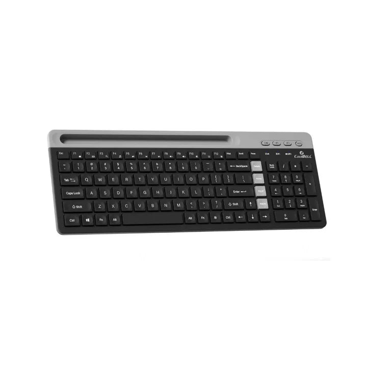 CoolBell AirConnect WBK-02 Dual Mode Wireless Keyboard | Bluetooth + 2.4GHz Rechargeable 103-Key Keyboard for Windows, Mac, Android, Laptop & PC